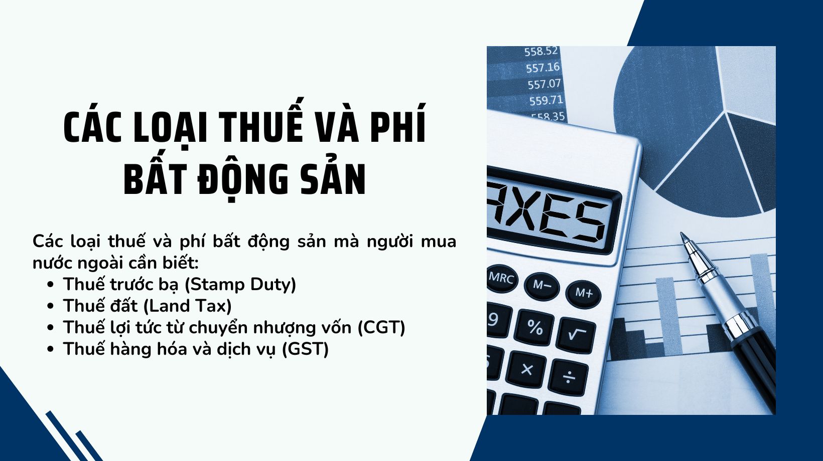 Hiểu về các loại thuế và phí bất động sản